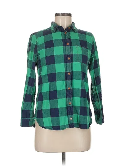 Pre-owned Jcrew 3/4 Sleeve Button Down Shirt In Green