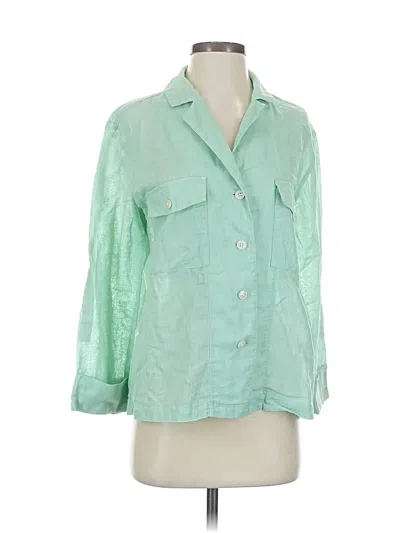 Pre-owned Jcrew 3/4 Sleeve Button Down Shirt In Green