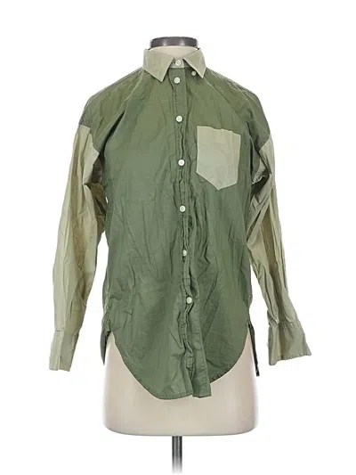 Pre-owned Jcrew 3/4 Sleeve Button Down Shirt In Green