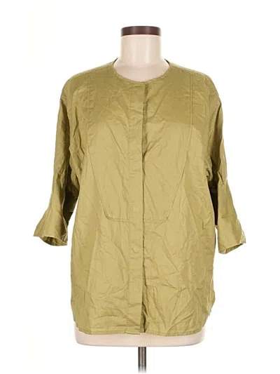 Pre-owned Jcrew 3/4 Sleeve Button Down Shirt In Green