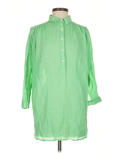 Pre-owned Jcrew 3/4 Sleeve Button Down Shirt In Green