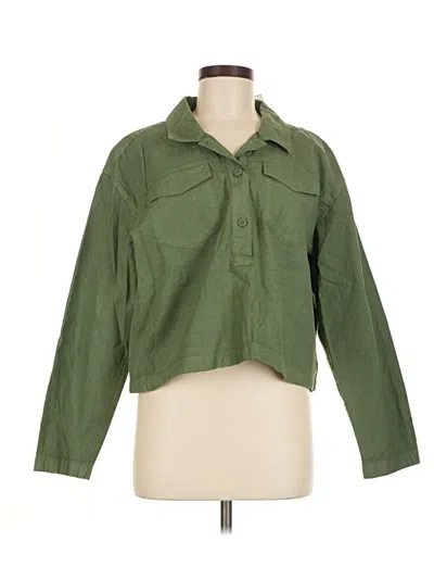 Pre-owned Jcrew 3/4 Sleeve Button Down Shirt In Green