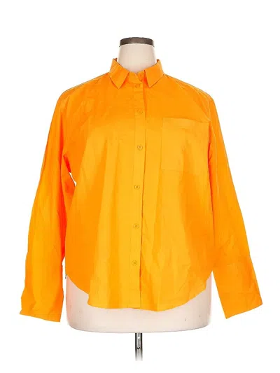 Pre-owned Jcrew 3/4 Sleeve Button Down Shirt In Orange