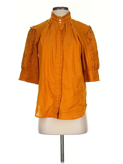 Pre-owned Jcrew 3/4 Sleeve Button Down Shirt In Orange