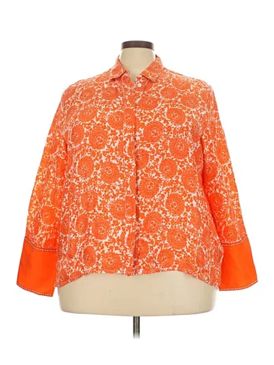 Pre-owned Jcrew 3/4 Sleeve Button Down Shirt In Orange