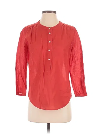 Pre-owned Jcrew 3/4 Sleeve Button Down Shirt In Red