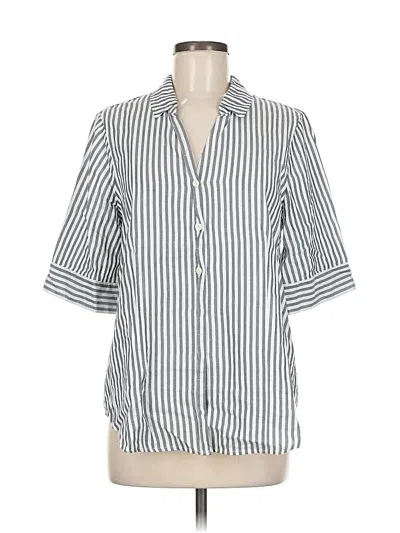 Pre-owned Jcrew 3/4 Sleeve Button Down Shirt In Silver