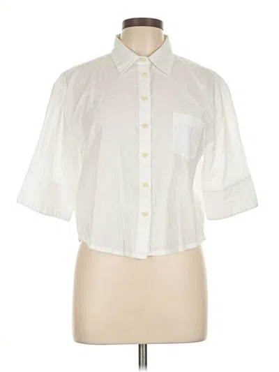 Pre-owned Jcrew 3/4 Sleeve Button Down Shirt In White
