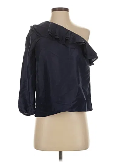 Pre-owned Jcrew 3/4 Sleeve Silk Top Black One Shoulder Neckline Tops