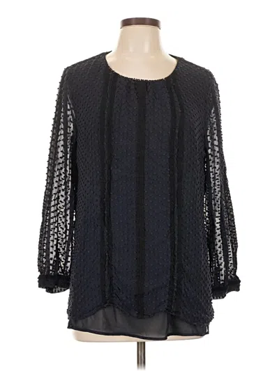 Pre-owned Jcrew 3/4 Sleeve Silk Top Black Square Neckline Tops