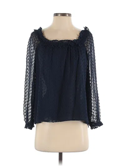 Pre-owned Jcrew 3/4 Sleeve Silk Top Blue Sweetheart Neckline Tops