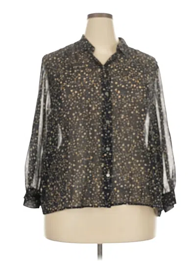 Pre-owned Jcrew 3/4 Sleeve Silk Top Gray Animal Print Pattern Mock Neckline Tops