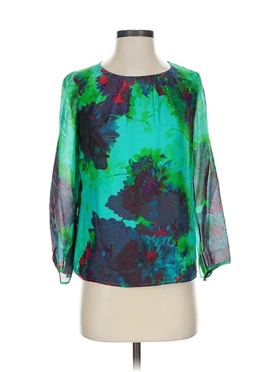 Pre-owned Jcrew 3/4 Sleeve Silk Top Green Boatneck Tops
