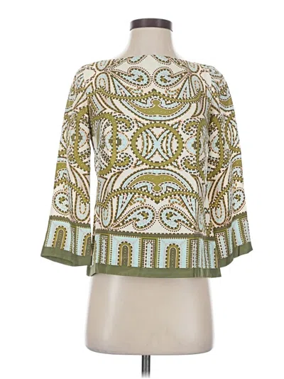 Pre-owned Jcrew 3/4 Sleeve Silk Top Green Cowl Neck Tops