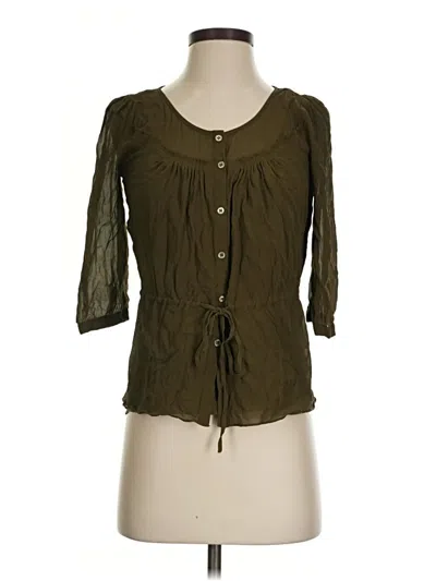 Pre-owned Jcrew 3/4 Sleeve Silk Top Green Sweetheart Neckline Tops
