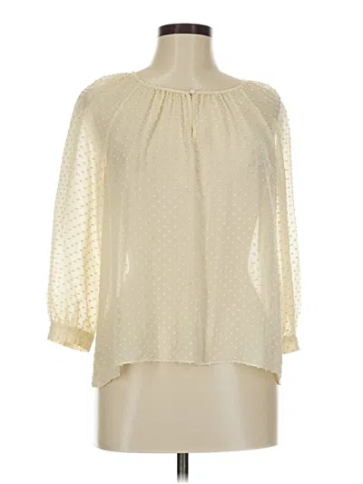 Pre-owned Jcrew 3/4 Sleeve Silk Top Ivory Mock Neckline Tops In White