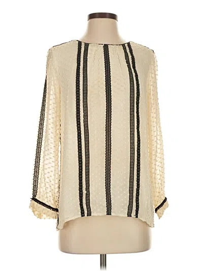 Pre-owned Jcrew 3/4 Sleeve Silk Top Ivory Mock Neckline Tops In White