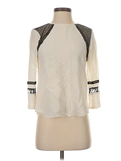 Pre-owned Jcrew 3/4 Sleeve Silk Top Ivory Mock Neckline Tops In White