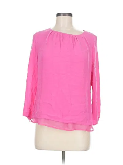 Pre-owned Jcrew 3/4 Sleeve Silk Top Pink Boatneck Tops