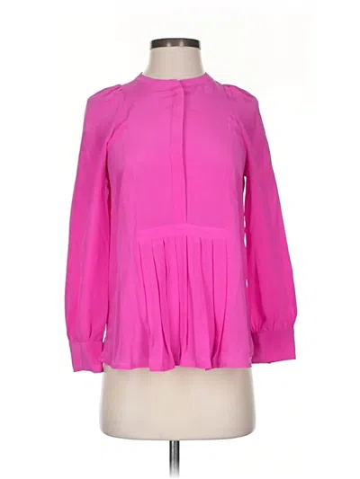 Pre-owned Jcrew 3/4 Sleeve Silk Top Pink Mock Neckline Tops