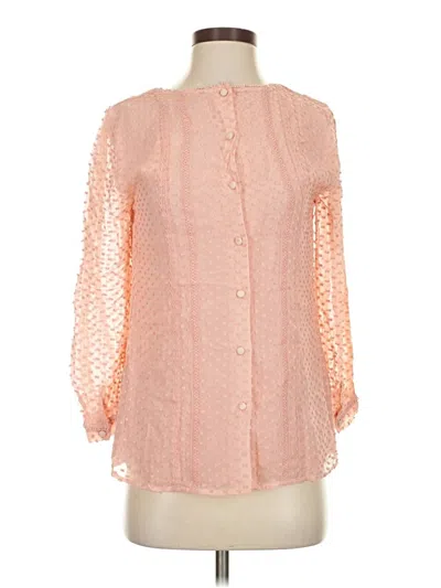 Jcrew 3/4 Sleeve Silk Top Pink Mock Neckline Tops