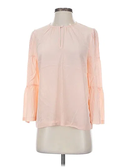 Pre-owned Jcrew 3/4 Sleeve Silk Top Pink Mock Neckline Tops