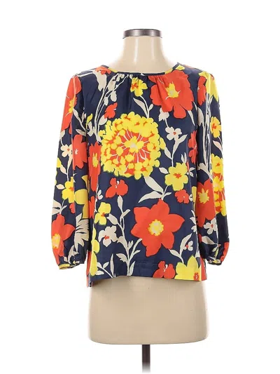 Pre-owned Jcrew 3/4 Sleeve Silk Top Yellow Square Neckline Tops