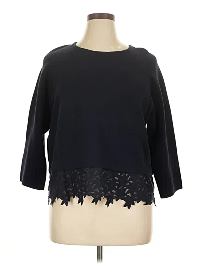 Pre-owned Jcrew 3/4 Sleeve Top Black Boatneck Tops