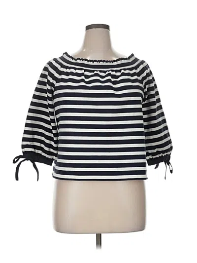 Pre-owned Jcrew 3/4 Sleeve Top Black Boatneck Tops