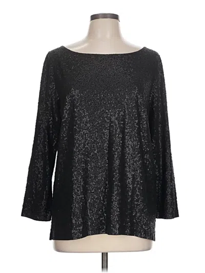 Jcrew 3/4 Sleeve Top Black Metallic Pattern Boatneck Tops