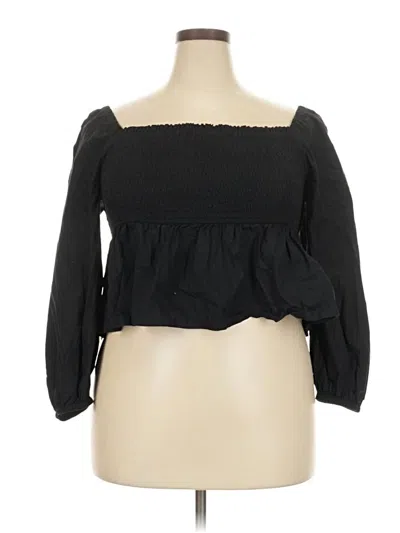 Pre-owned Jcrew 3/4 Sleeve Top Black Off The Shoulder Neckline Tops