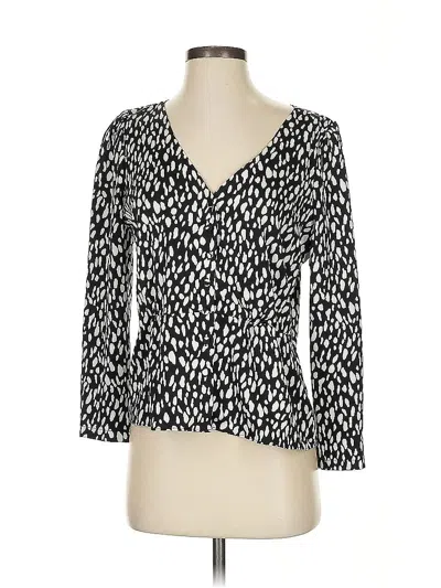 Pre-owned Jcrew 3/4 Sleeve Top Black Plunge Neckline Tops