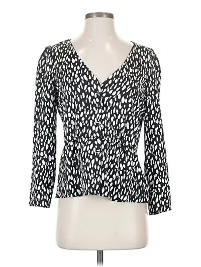 Pre-owned Jcrew 3/4 Sleeve Top Black Plunge Neckline Tops