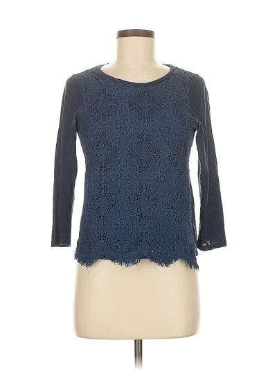 Pre-owned Jcrew 3/4 Sleeve Top Blue Boatneck Tops