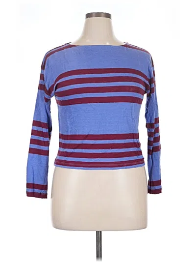 Pre-owned Jcrew 3/4 Sleeve Top Blue Boatneck Tops