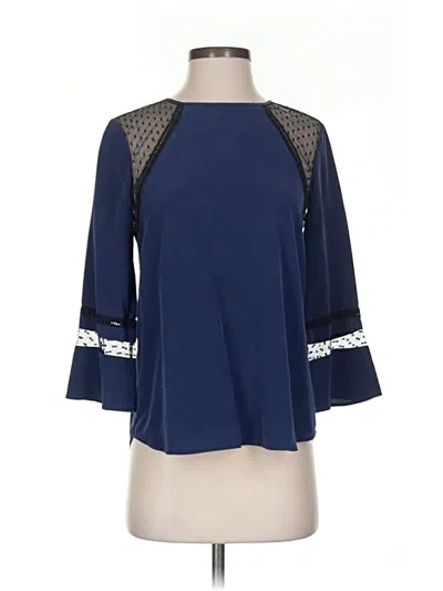 Pre-owned Jcrew 3/4 Sleeve Top Blue Keyhole Neckline Tops