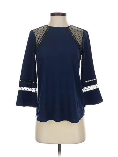 Pre-owned Jcrew 3/4 Sleeve Top Blue Keyhole Neckline Tops