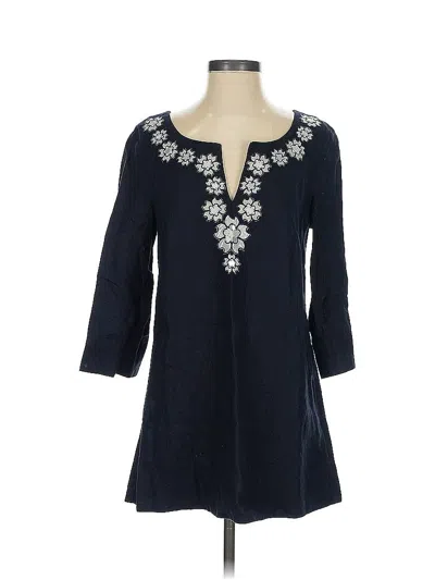 Pre-owned Jcrew 3/4 Sleeve Top Blue Open Neckline Tops