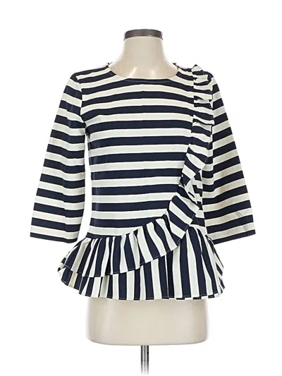 Pre-owned Jcrew 3/4 Sleeve Top Blue Ruffles Neckline Tops