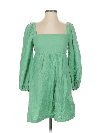 Pre-owned Jcrew 3/4 Sleeve Top Green Square Neckline Tops
