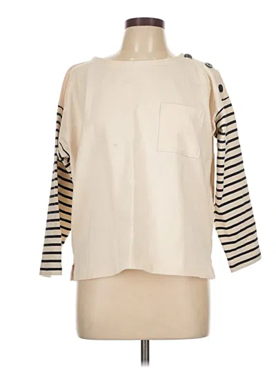 Pre-owned Jcrew 3/4 Sleeve Top Ivory Boatneck Tops In White