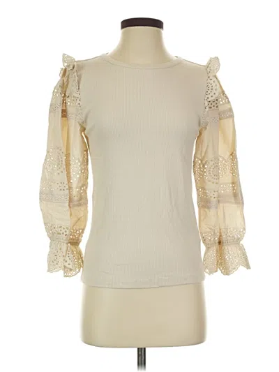 Pre-owned Jcrew 3/4 Sleeve Top Ivory Boatneck Tops In White