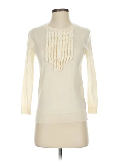 Pre-owned Jcrew 3/4 Sleeve Top Ivory Crew Neck Tops In White