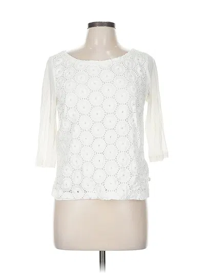 Pre-owned Jcrew 3/4 Sleeve Top Ivory Square Neckline Tops In White