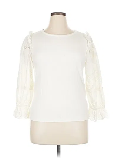 Pre-owned Jcrew 3/4 Sleeve Top Ivory Sweetheart Neckline Tops In White