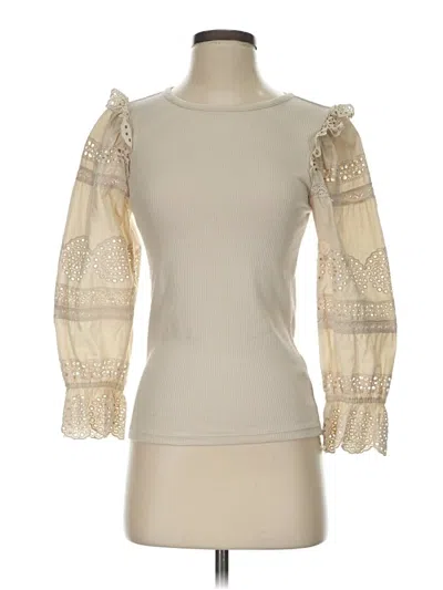 Pre-owned Jcrew 3/4 Sleeve Top Ivory Sweetheart Neckline Tops In White