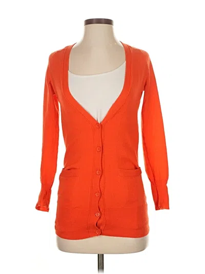Pre-owned Jcrew 3/4 Sleeve Top Orange Plunge Neckline Tops