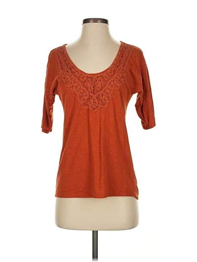 Pre-owned Jcrew 3/4 Sleeve Top Orange Scoop Neck Tops