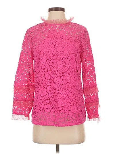 Jcrew 3/4 Sleeve Top Pink Mock Neckline Tops