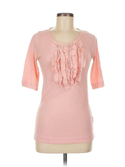 Pre-owned Jcrew 3/4 Sleeve Top Pink Sweetheart Neckline Tops